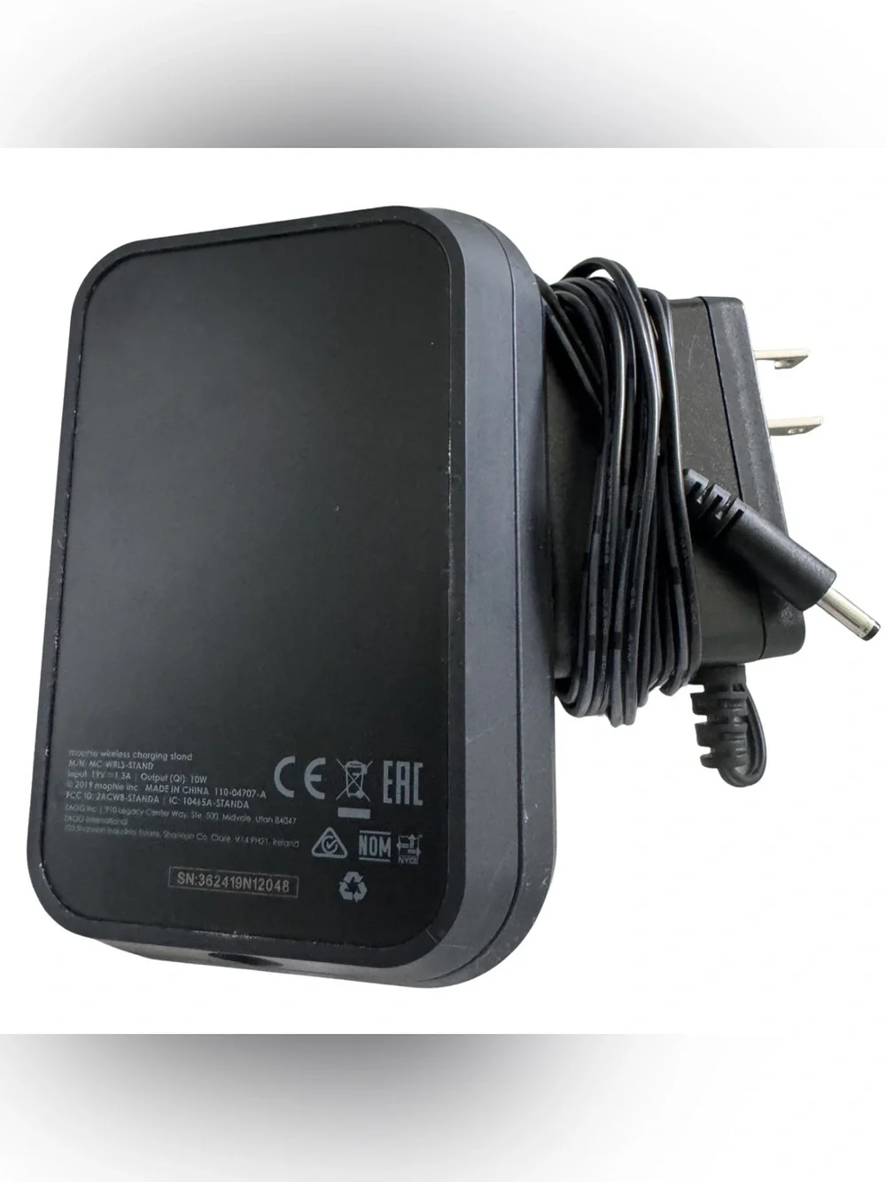 Mophie Black Wireless Charging Stand‎ + Adapter | Qi 10W Foldable Phone Cradle